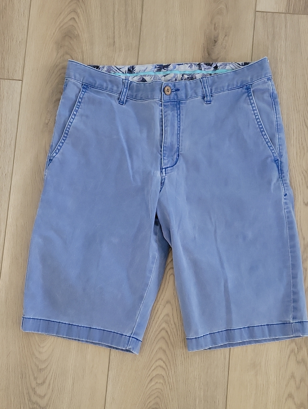 Tommy Bahama Sky Blue Flat-Front Casual Shorts